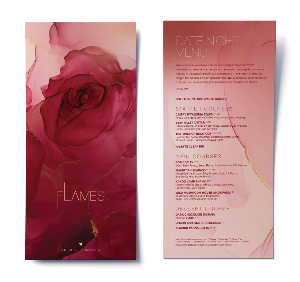 Flames restaurant collateral
