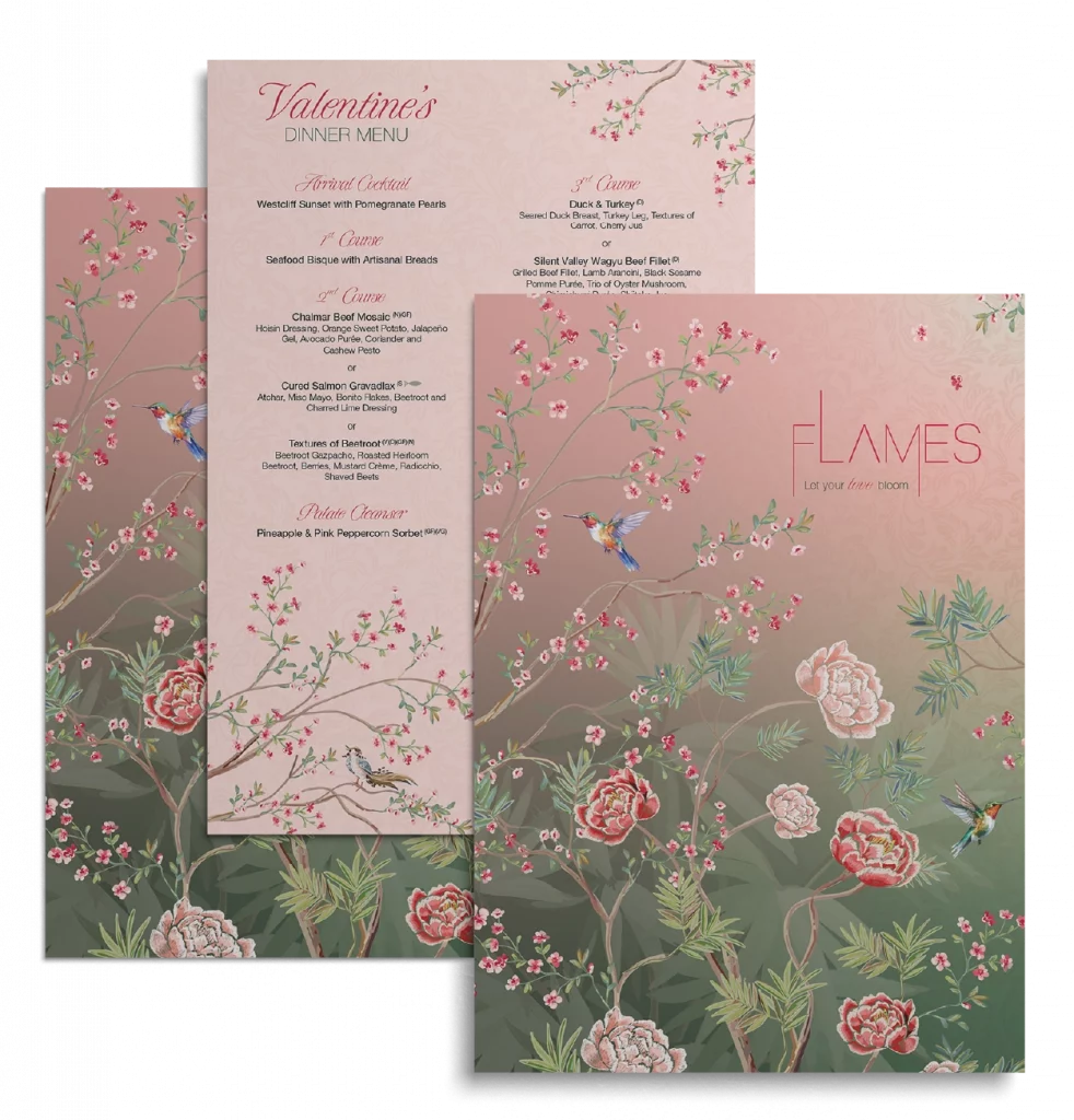 Flames restaurant menu