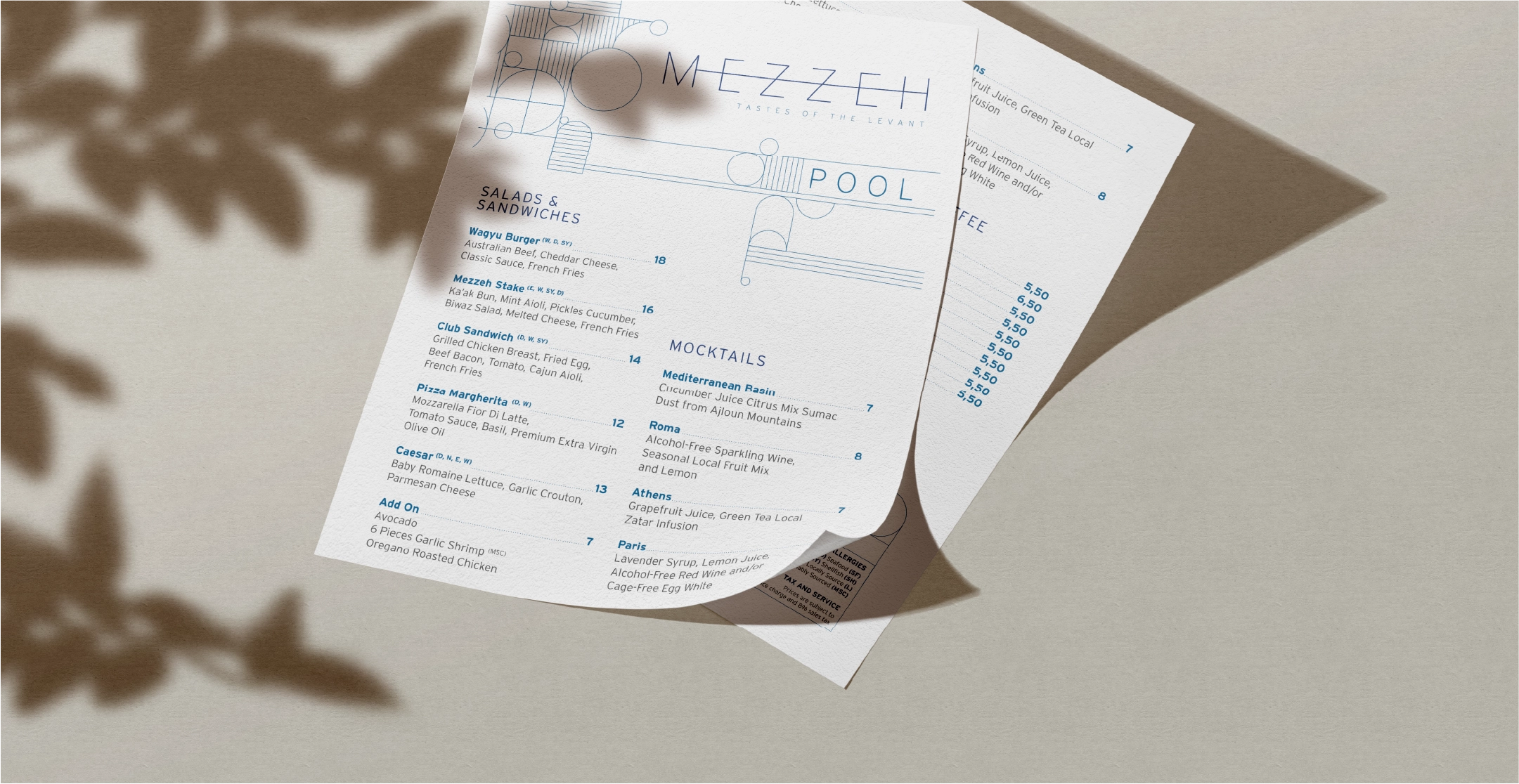 Mezzeh pool menu